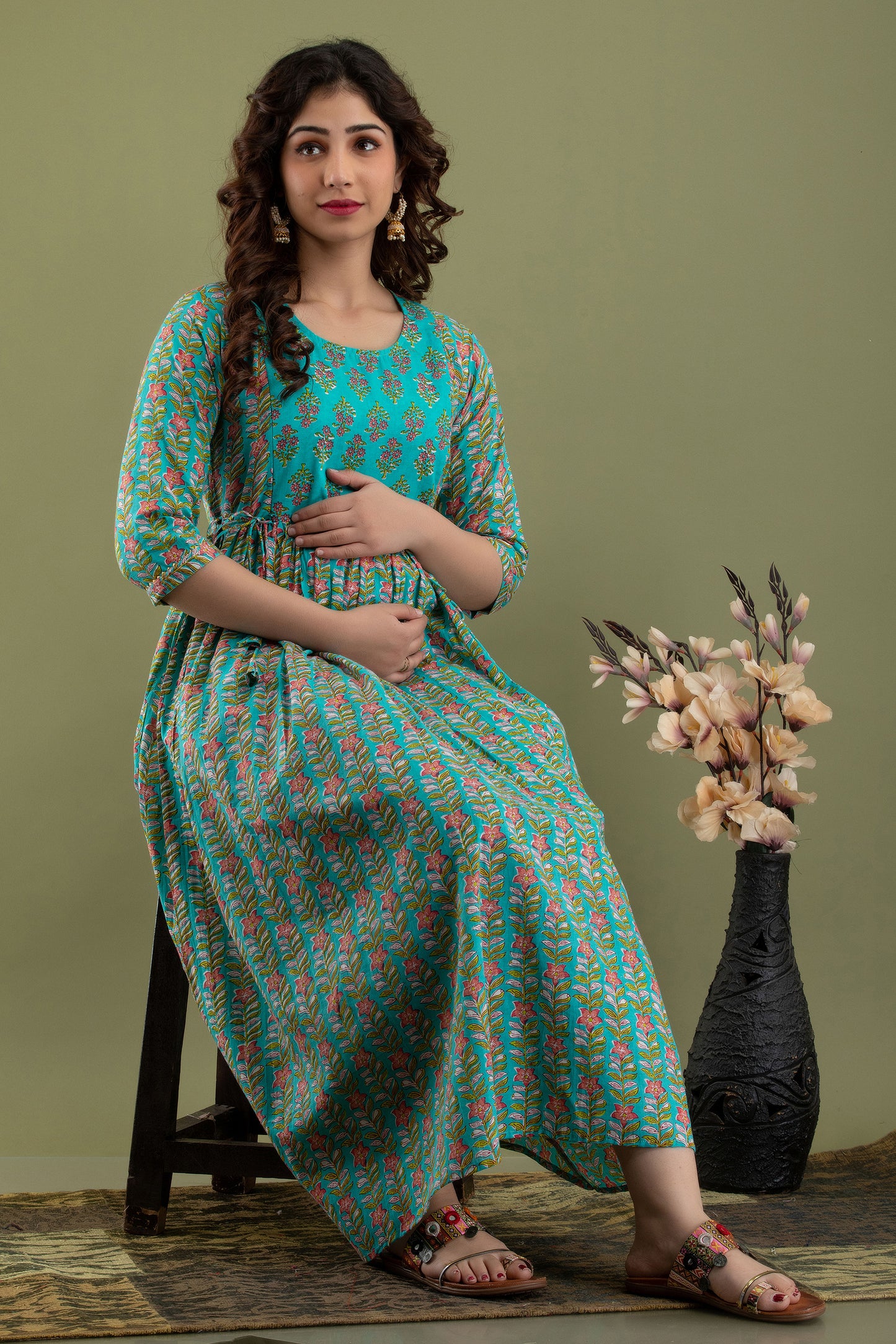 Rama line Cotton printed maternity  and feeding kurti