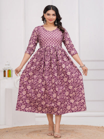 Purple dote cotton  maternity and feeding kurti