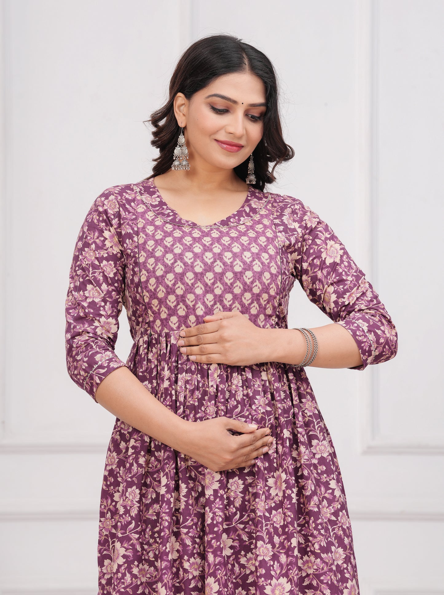 Purple dote cotton  maternity and feeding kurti