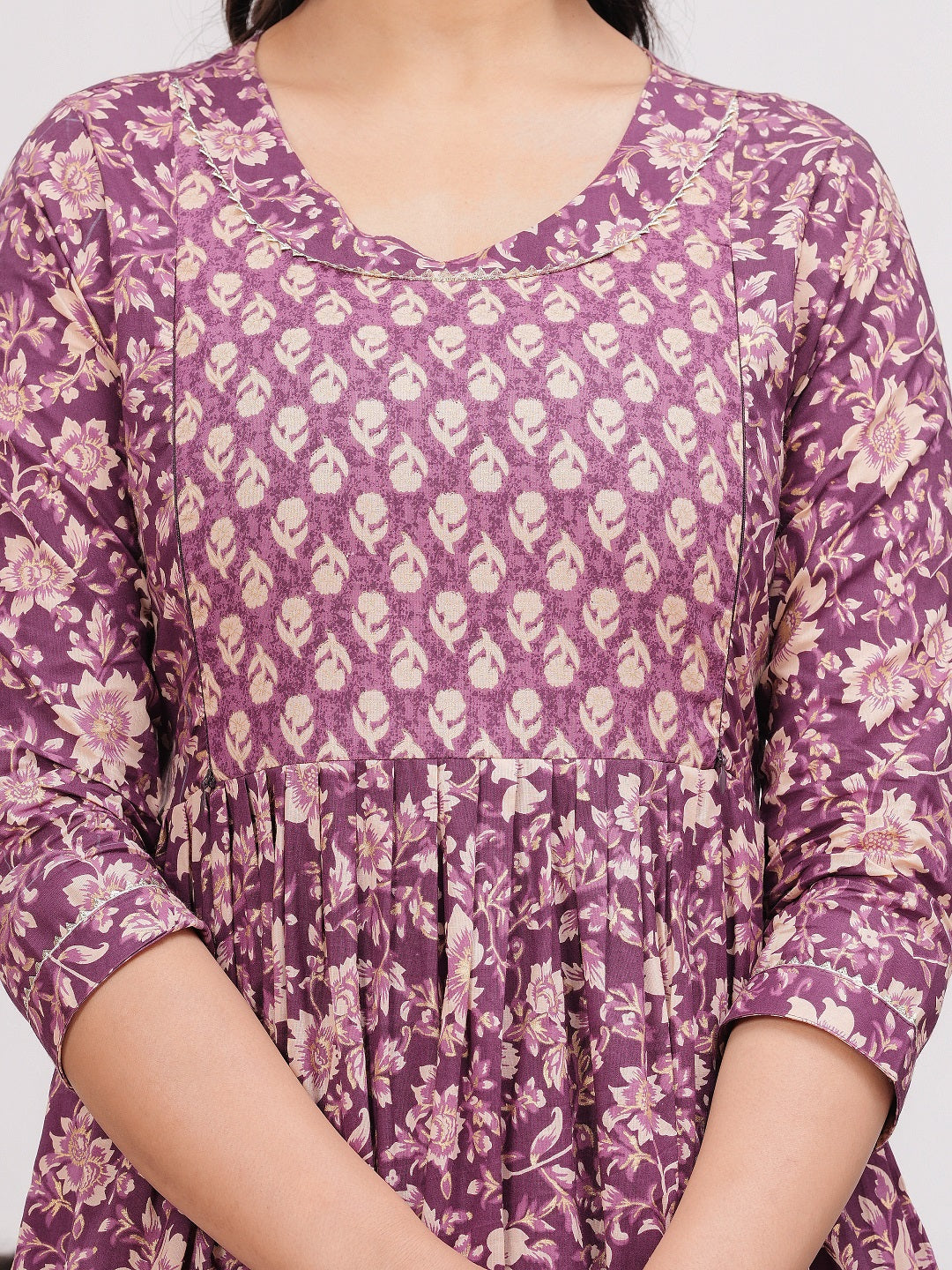 Purple dote cotton  maternity and feeding kurti