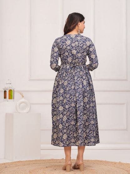 Blue dote chidi cotton  maternity and feeding kurti