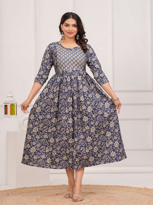 Blue dote chidi cotton  maternity and feeding kurti