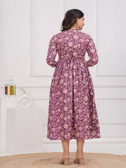 Purple dote cotton  maternity and feeding kurti