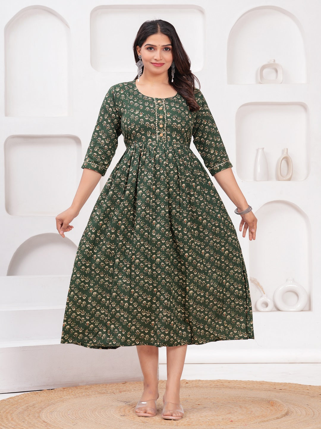 Green dote lhar cotton maternity and feeding kurti