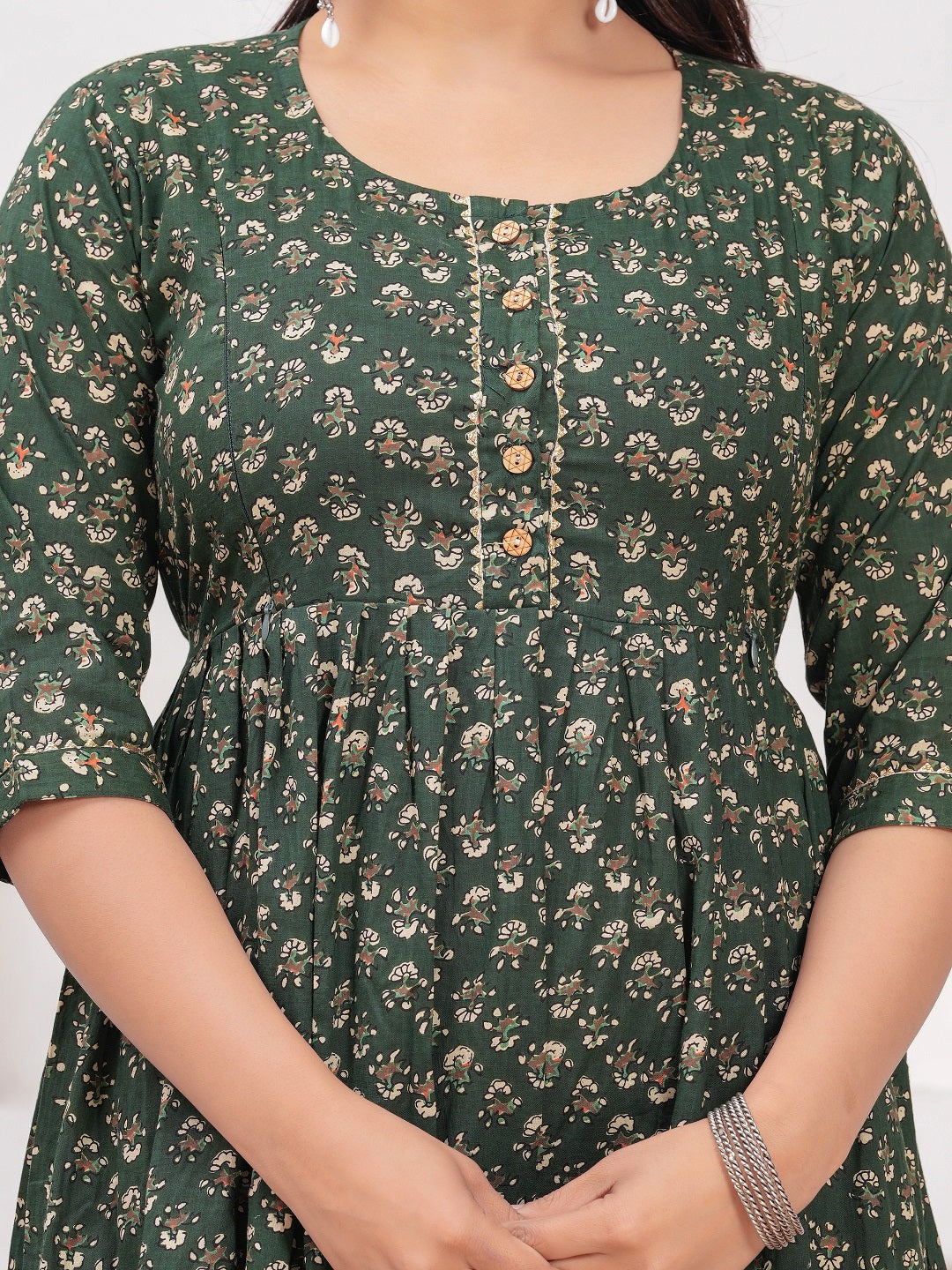 Green dote lhar cotton maternity and feeding kurti