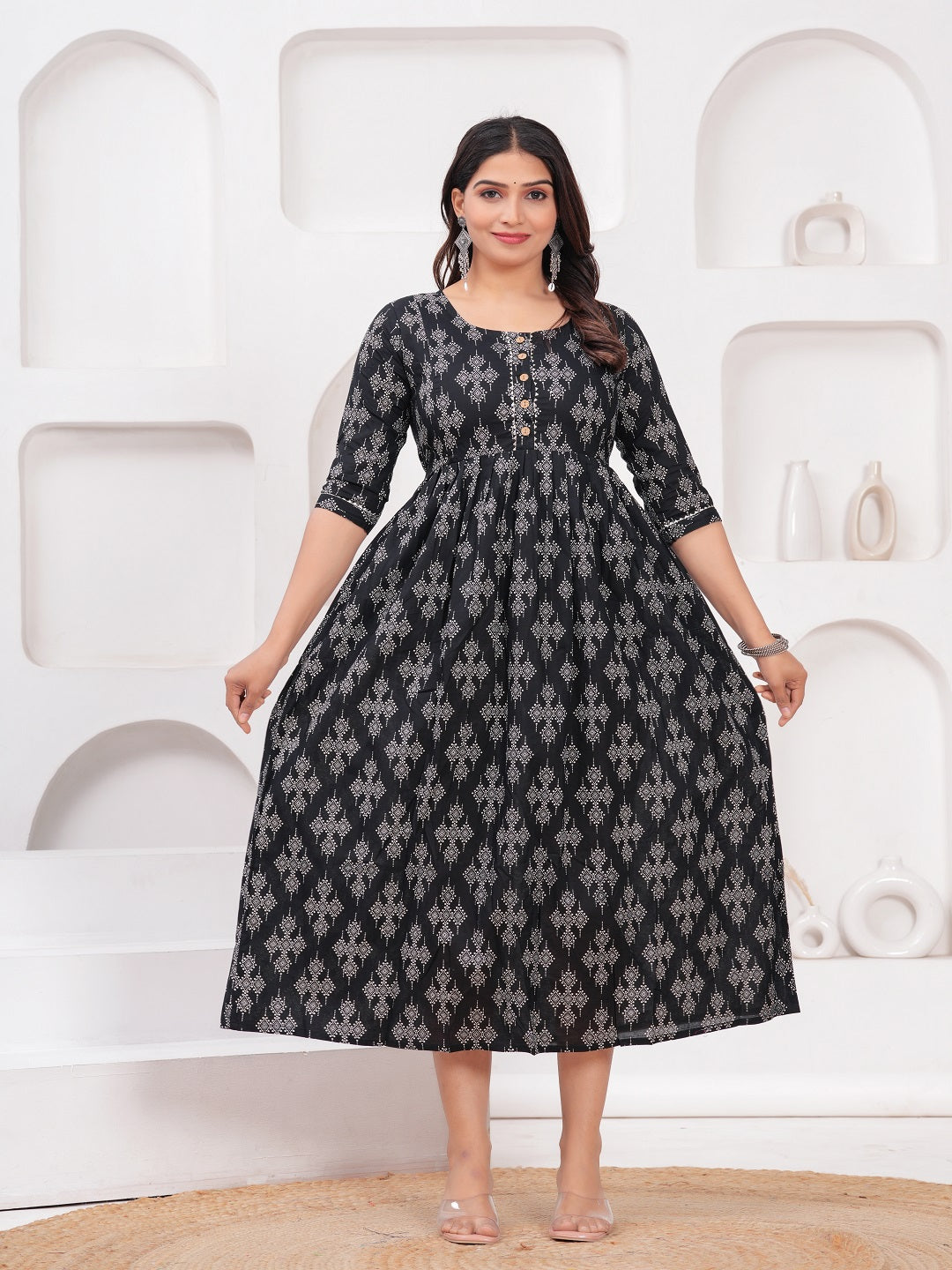 Black plus cotton maternity and feeding kurti