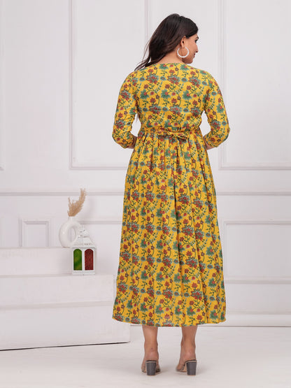 Yellow chidi cotton  maternity and feeding kurti