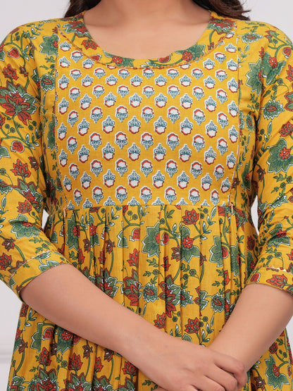 Yellow chidi cotton  maternity and feeding kurti