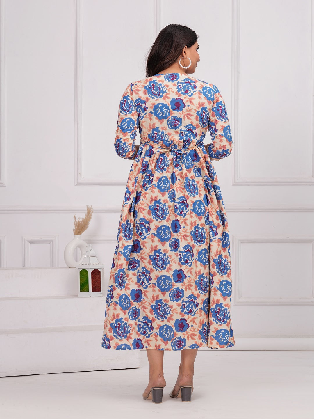 Blue mix cotton  maternity and feeding kurti