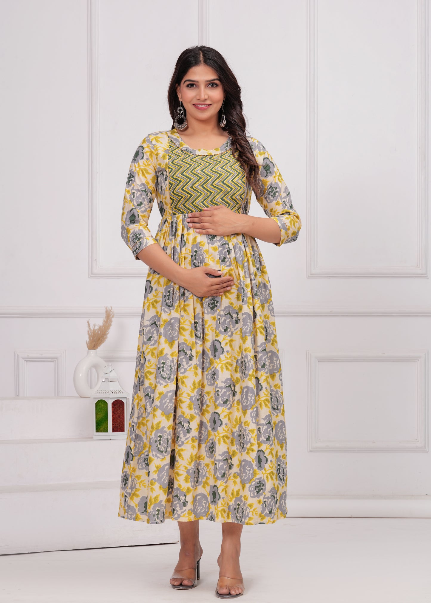 Lahriya patkha cotton  maternity and feeding kurti