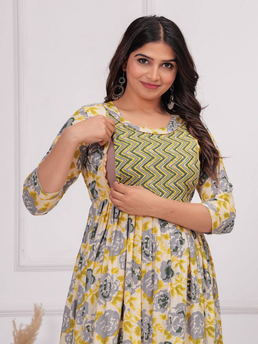 Lahriya patkha cotton  maternity and feeding kurti