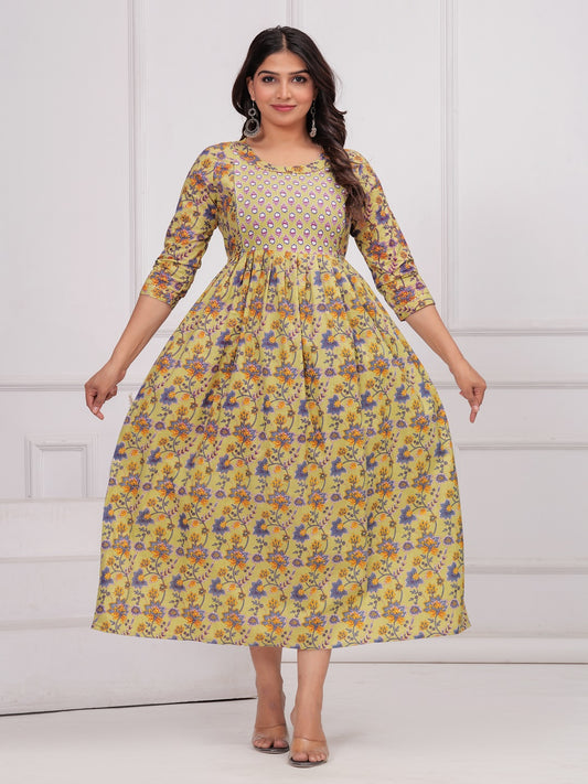 Golden teach cotton  maternity and feeding kurti