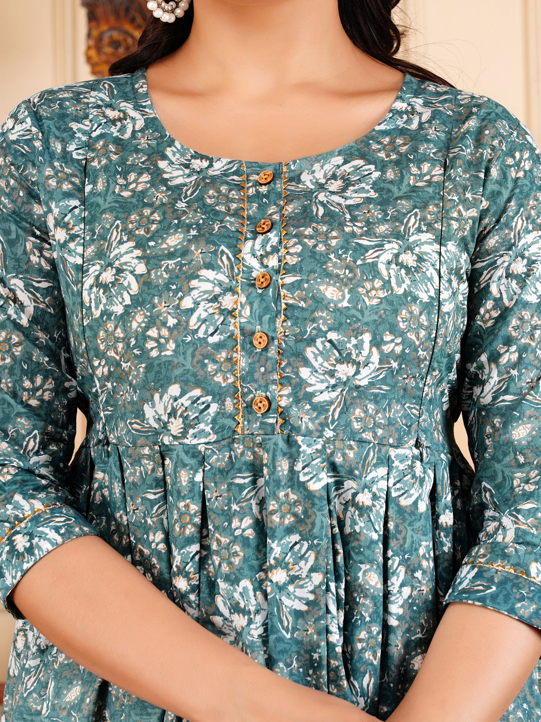 Silver flower rayon maternity and feeding kurtic