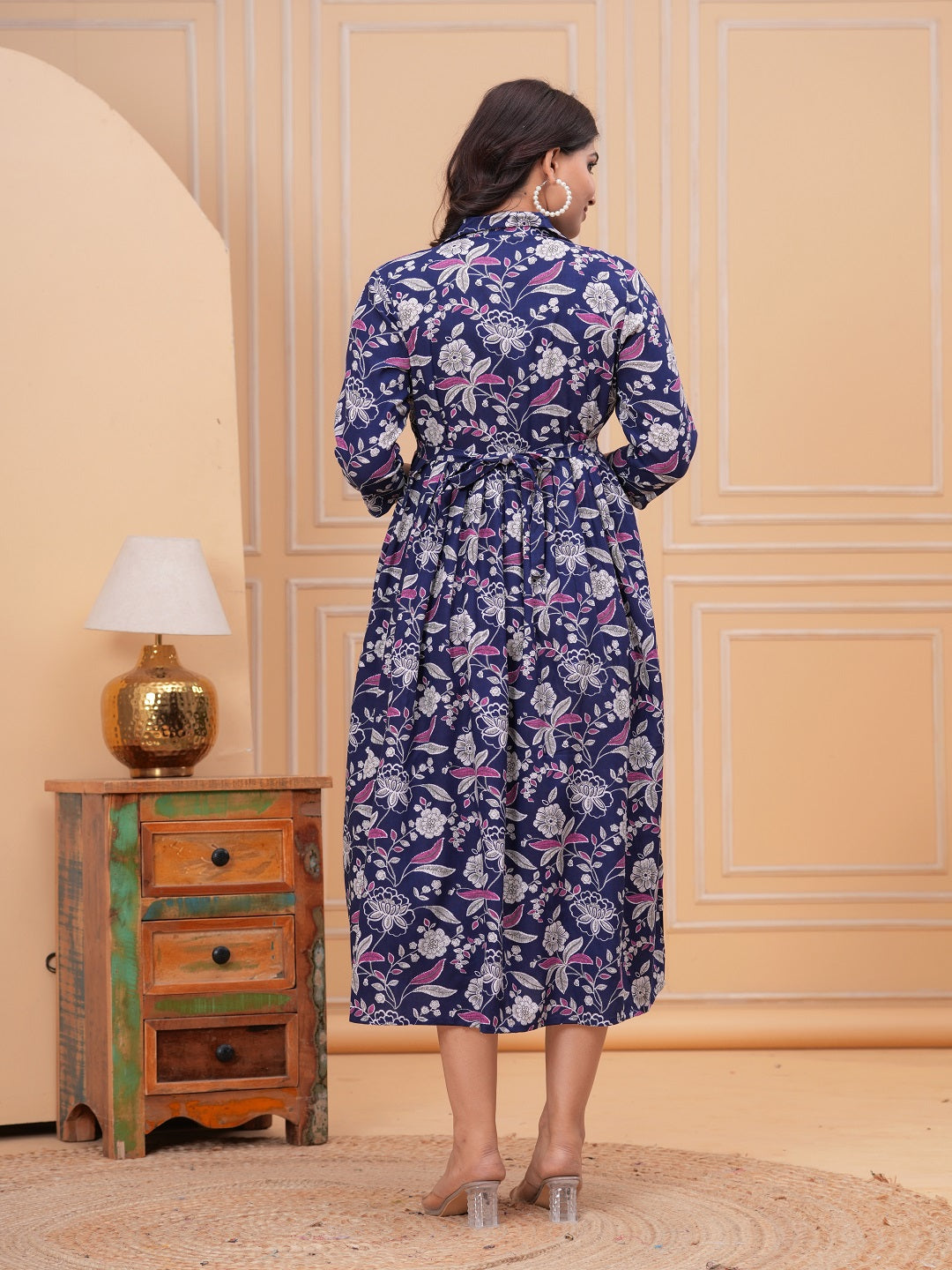 Blue Flower rayon maternity and feeding kurti