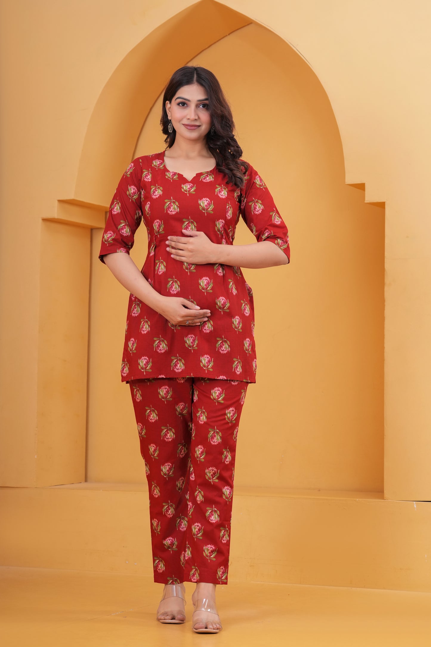 Red rose cotton Feeding cord set