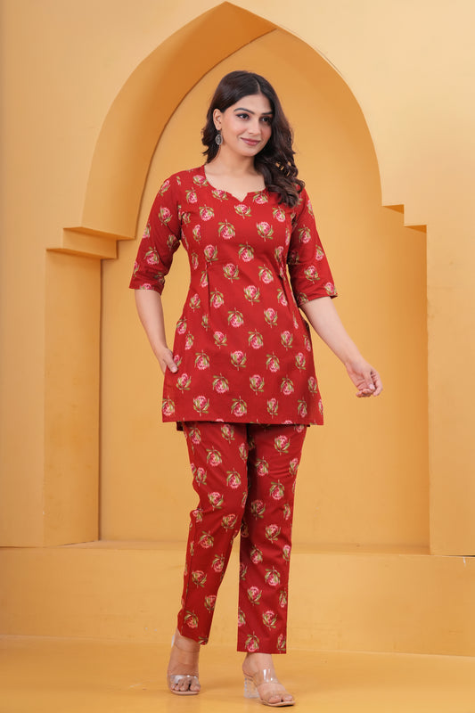 Red rose cotton Feeding cord set