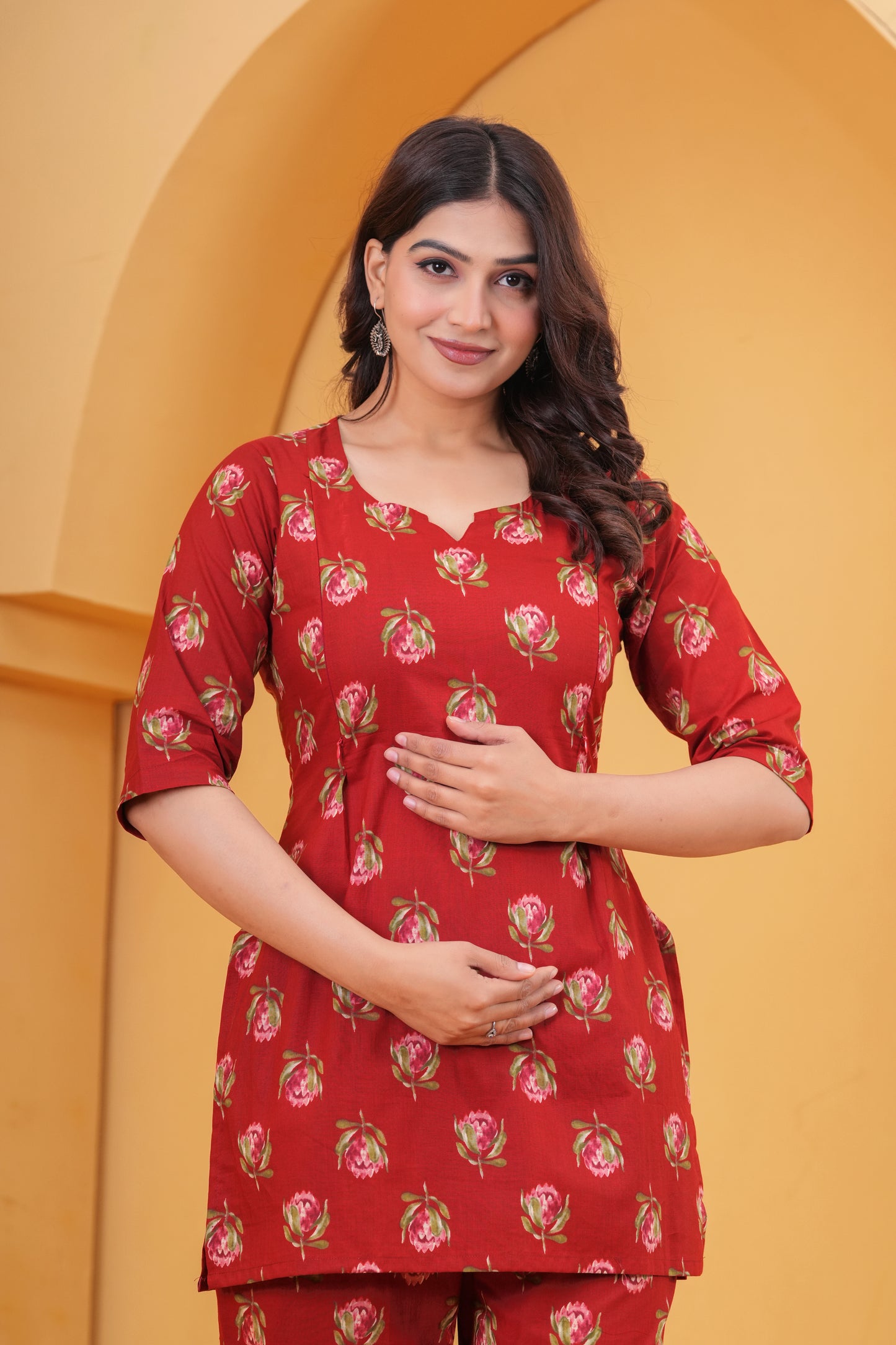 Red rose cotton Feeding cord set