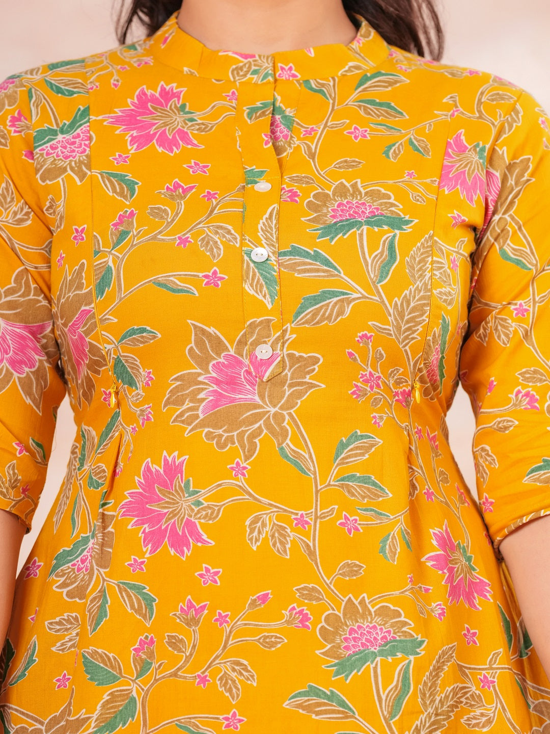 Yellow pink flower cotton Feeding cord set