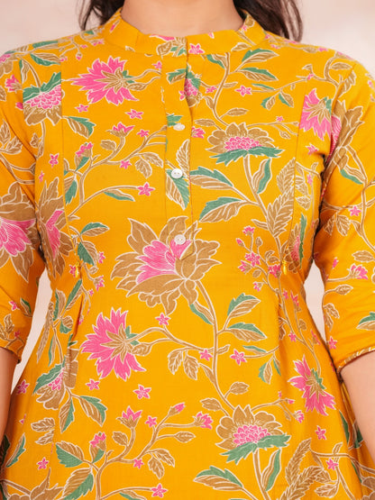 Yellow pink flower cotton Feeding cord set