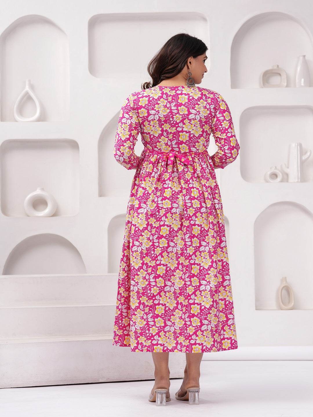 Pink cotton maternity and feeding kurti