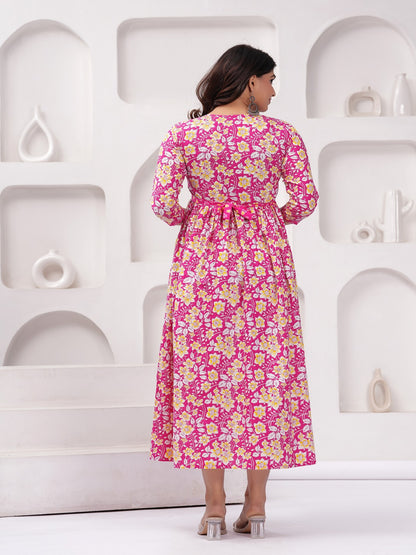 Pink cotton maternity and feeding kurti