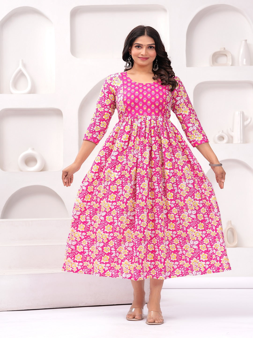 Pink cotton maternity and feeding kurti