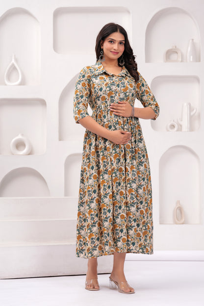 Golden mix rayon maternity and feeding kurti