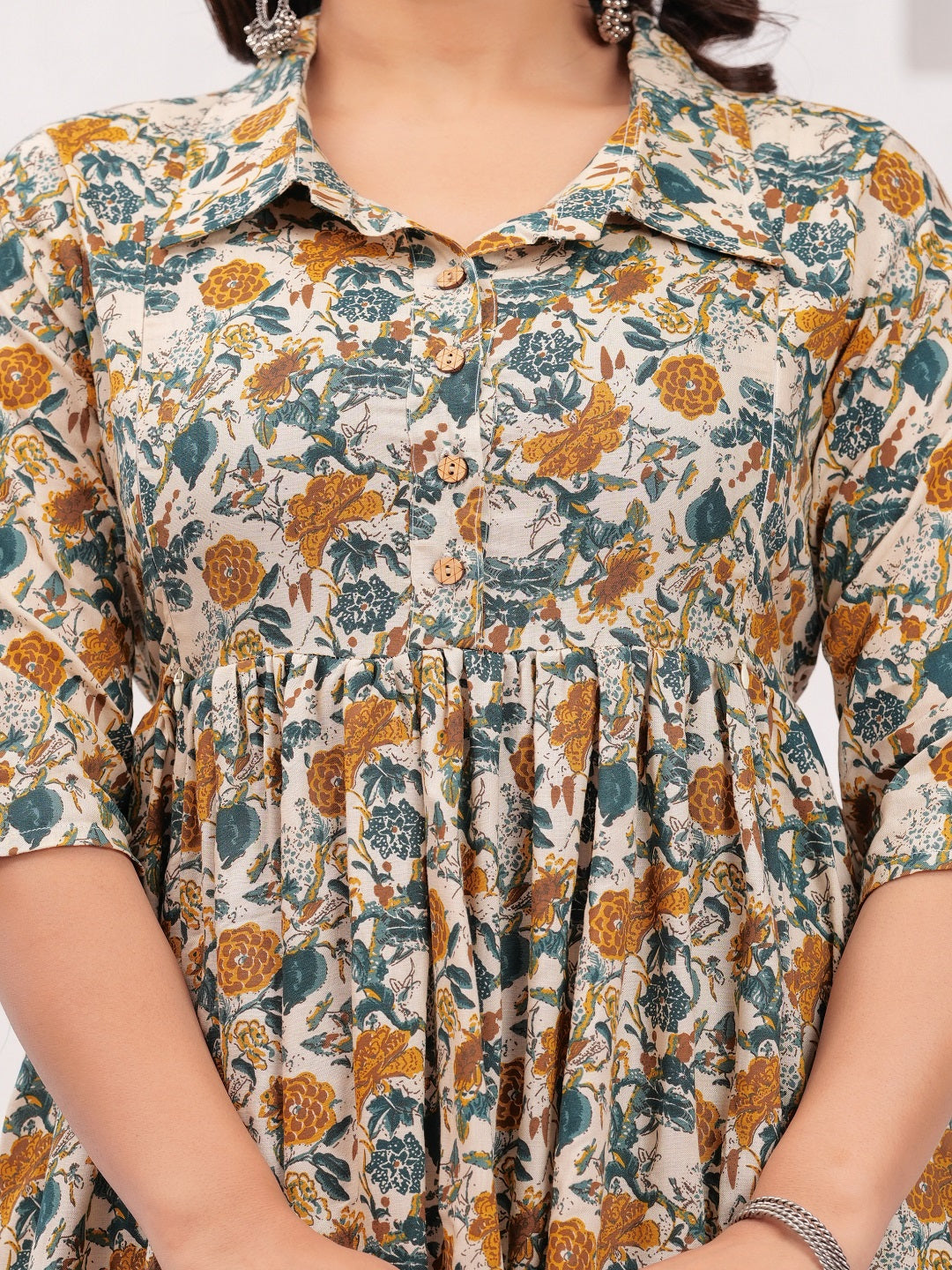 Golden mix rayon maternity and feeding kurti