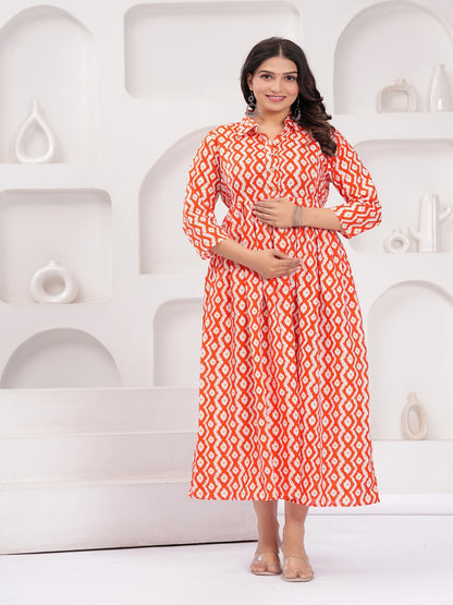 Red dote  rayon maternity and feeding kurti