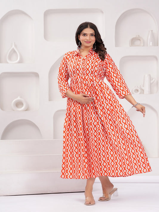 Red dote  rayon maternity and feeding kurti