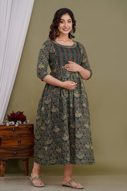 Mota pathka Cotton Printed Maternity And Feeding Kurti Combo Of 2