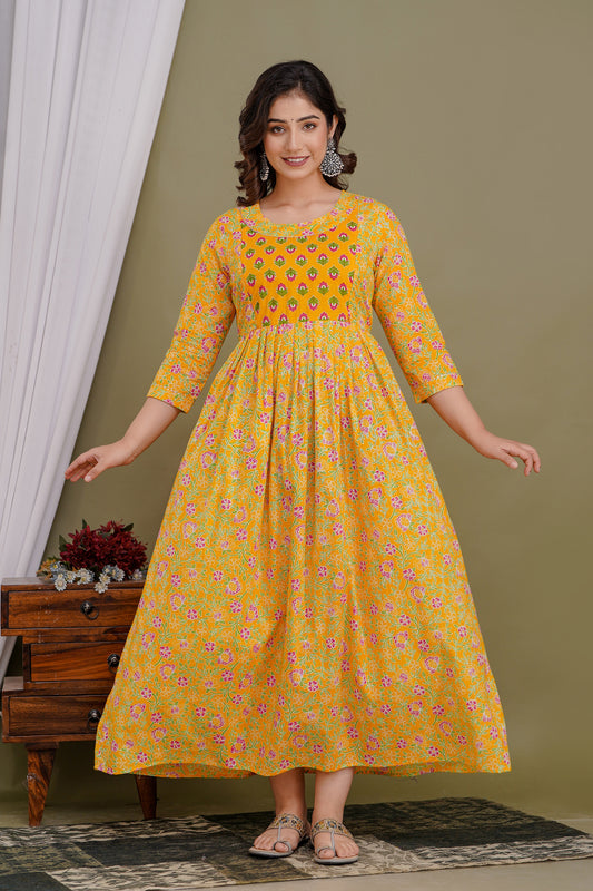 Mango printed Cotton maternity and feeding kurti