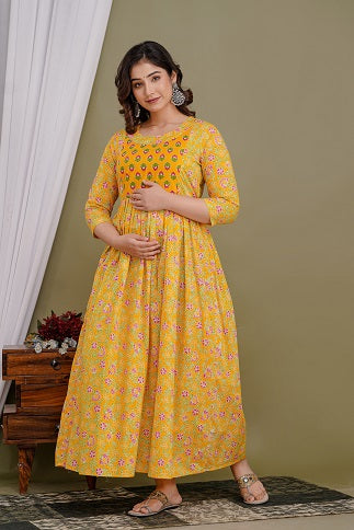 Satrangi   Cotton Printed Maternity And Feeding Kurti Combo Of 2