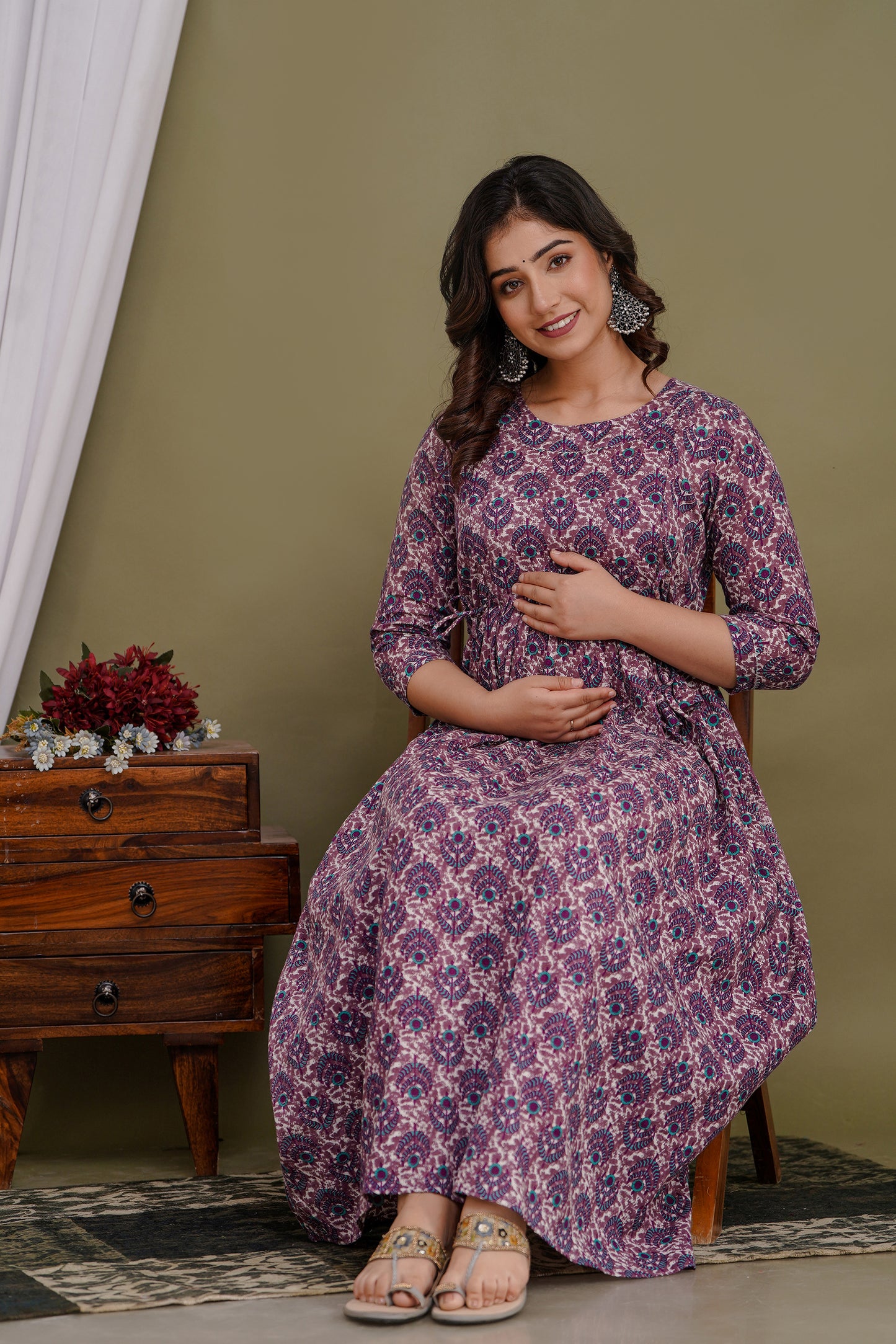 Satrangi   Cotton Printed Maternity And Feeding Kurti Combo Of 2