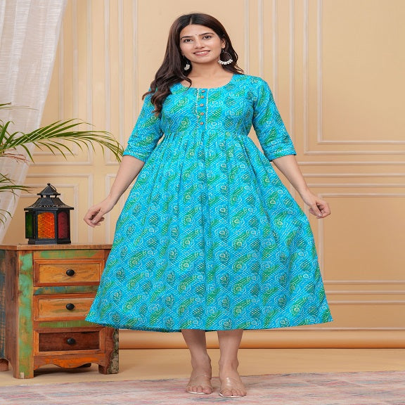 Blue blossom cotton maternity and feeding kurti