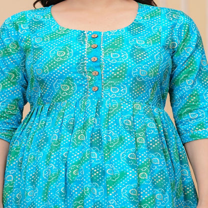 Blue blossom cotton maternity and feeding kurti