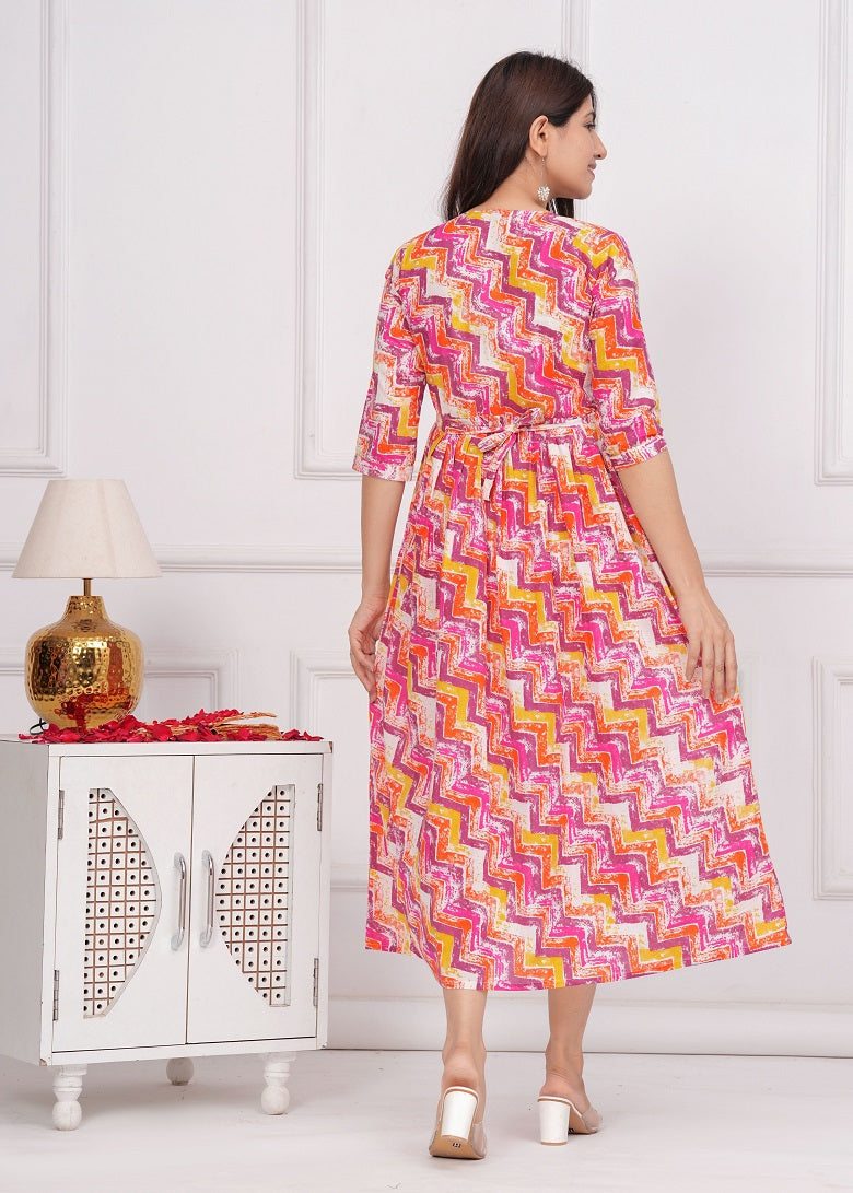 Jim som Pink cotton maternity and feeding kurti