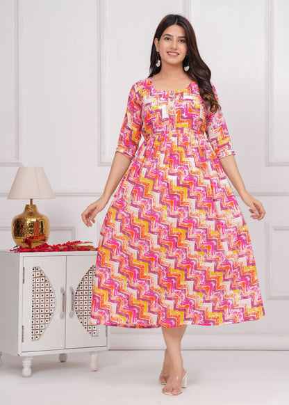 Jim som Pink cotton maternity and feeding kurti