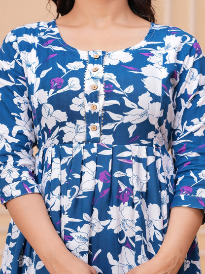 White moon rayon maternity and feeding kurti