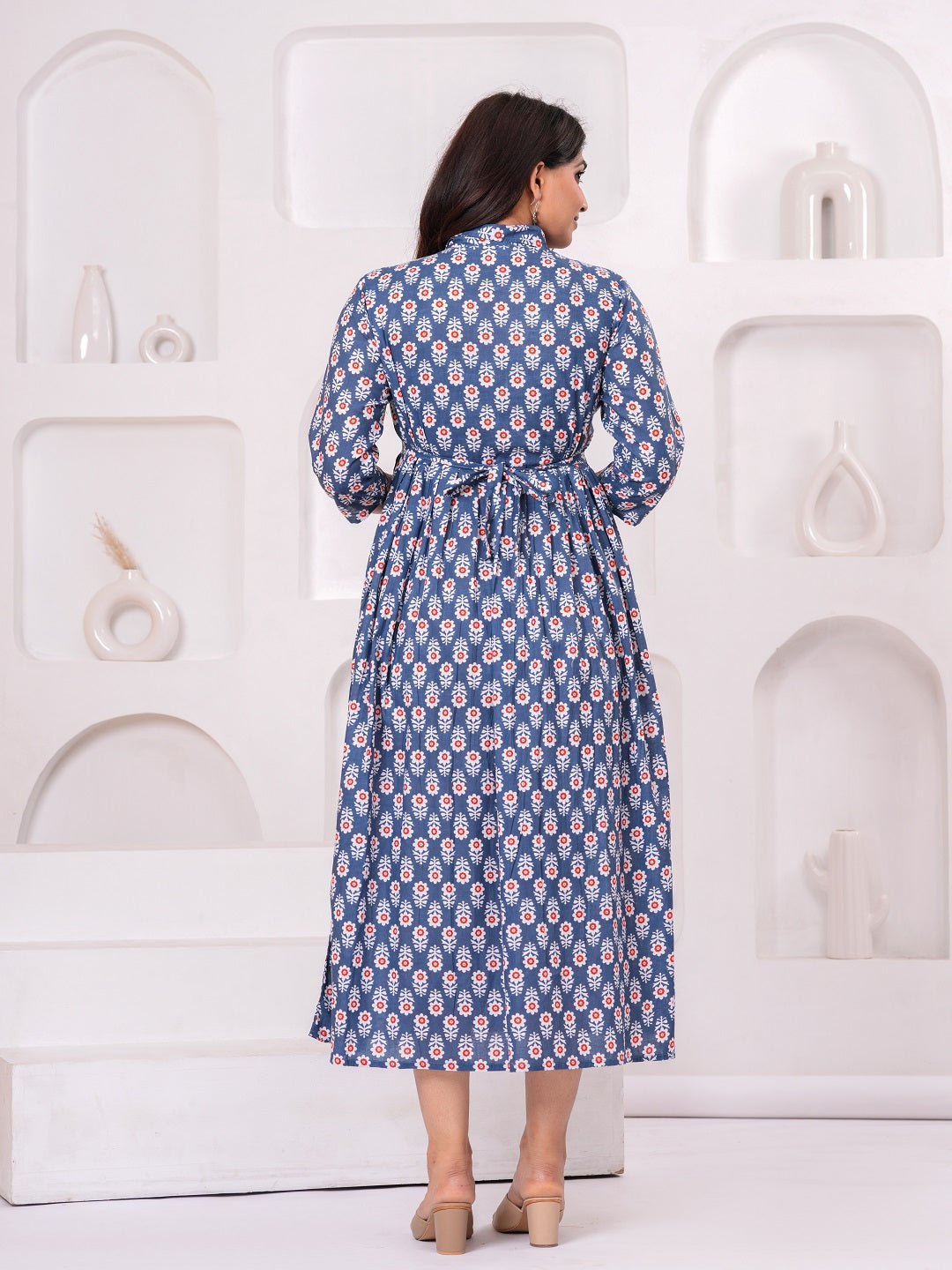 Blue smooth cotton maternity and feeding kurti