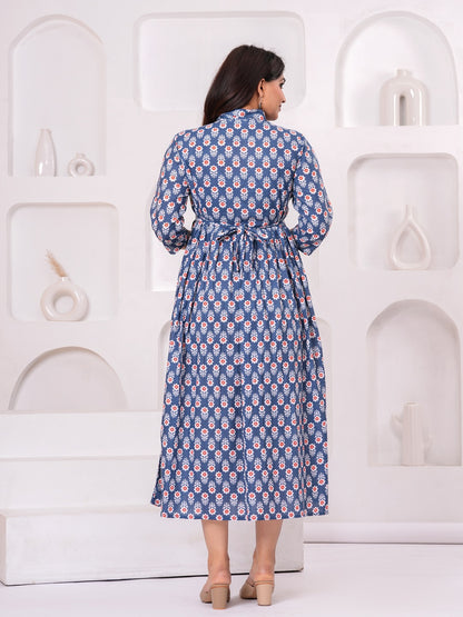 Blue smooth cotton maternity and feeding kurti