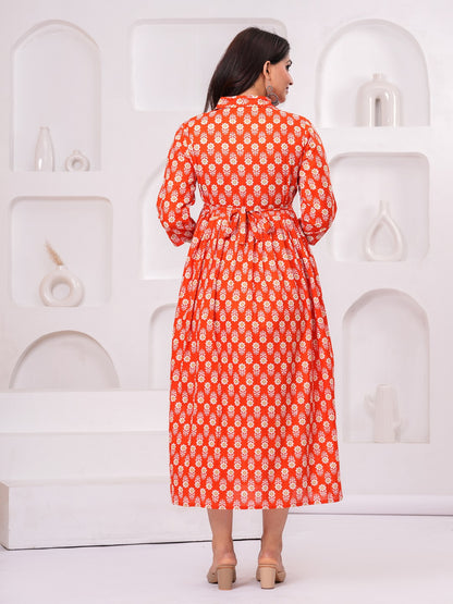 Red smooth cotton maternity and feeding kurti