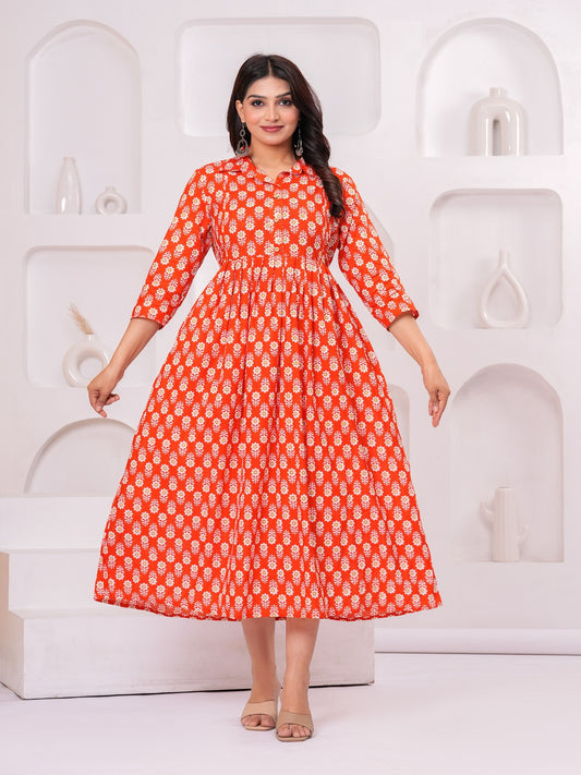 Red smooth cotton maternity and feeding kurti