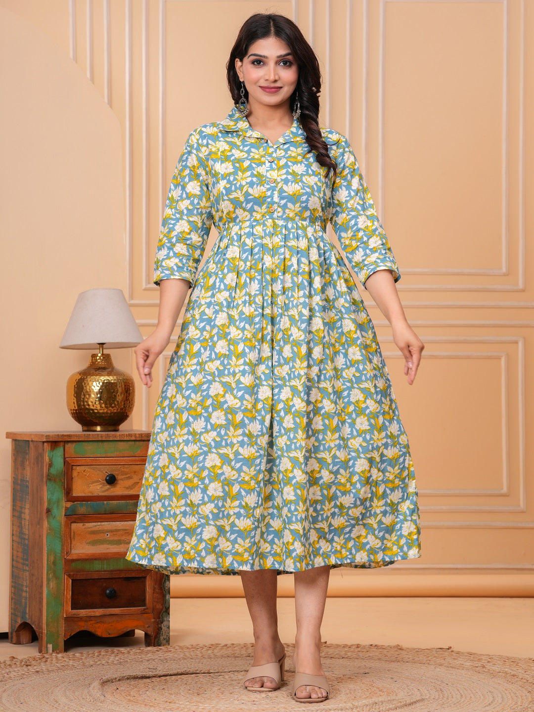 Short flower cotton  maternity and feeding kurti