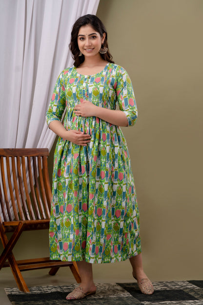 Sunflower Serenity Maternity & Feeding Kurti