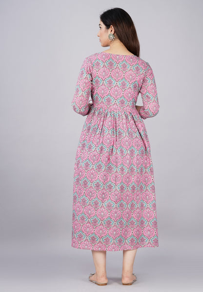 Cotton printed maternity and feeding kurti