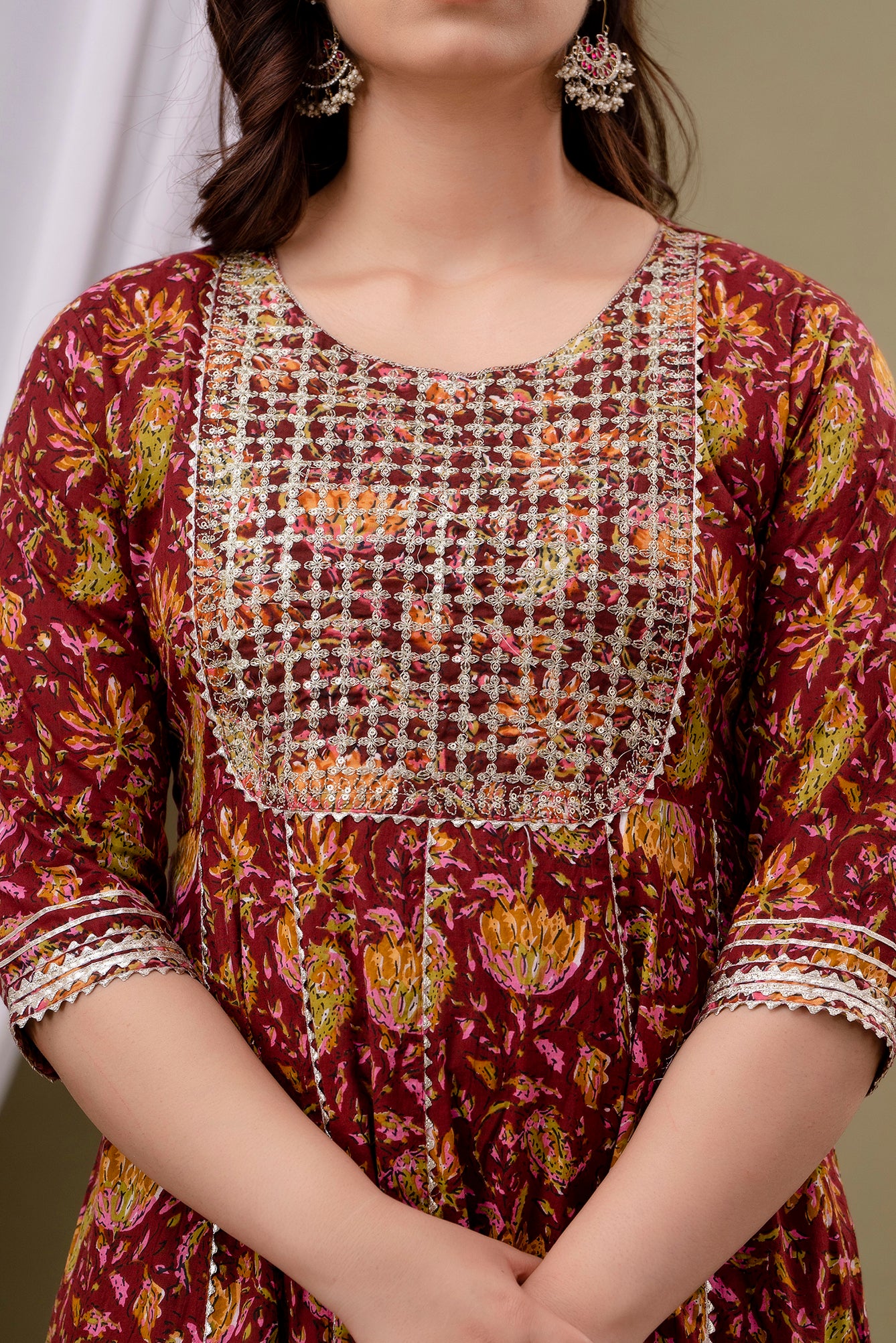 Cotton gown with Dupatta set