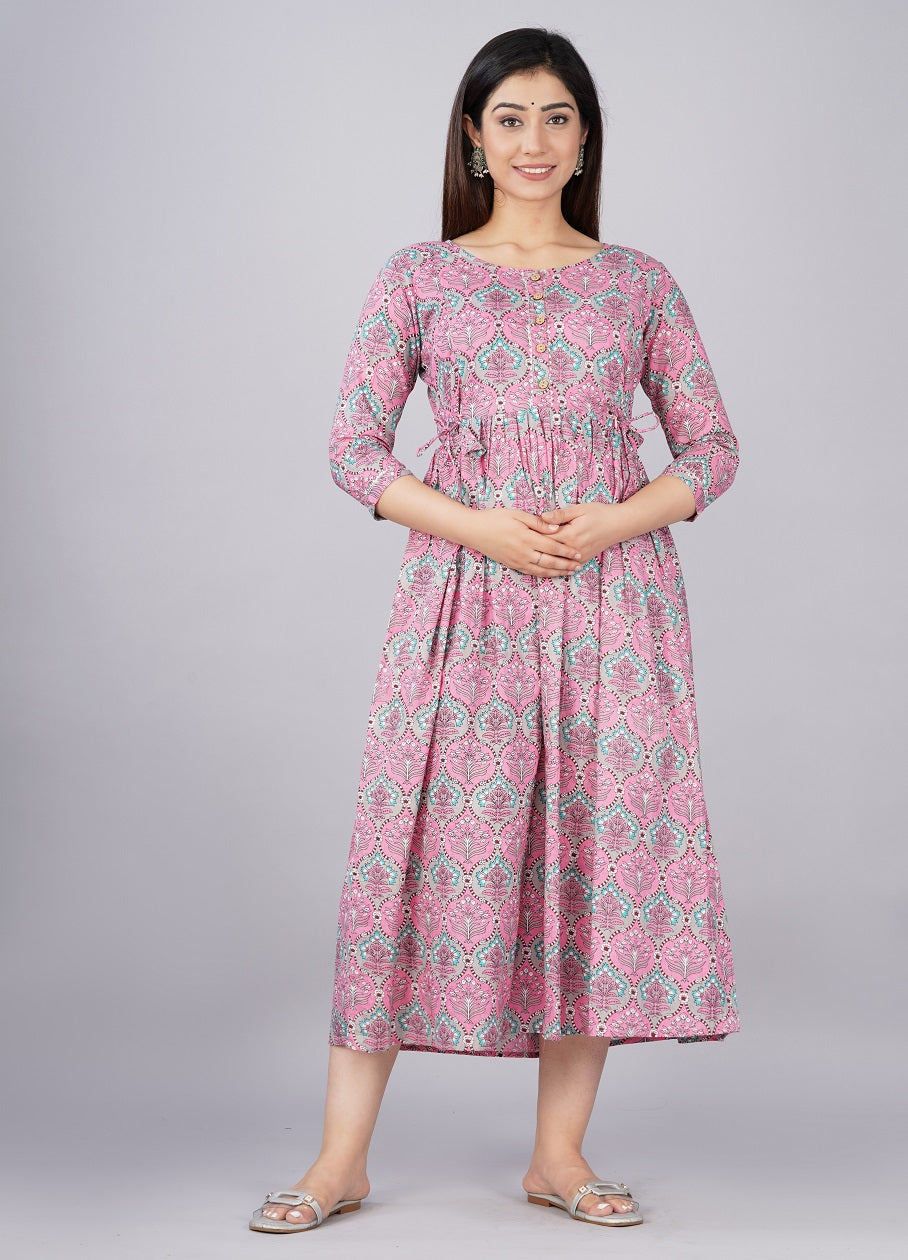 Cotton printed maternity and feeding kurti