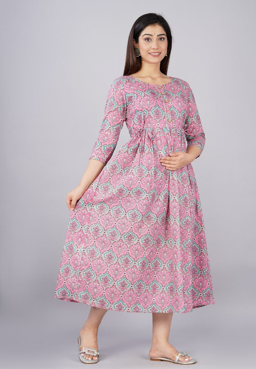 Cotton printed maternity and feeding kurti