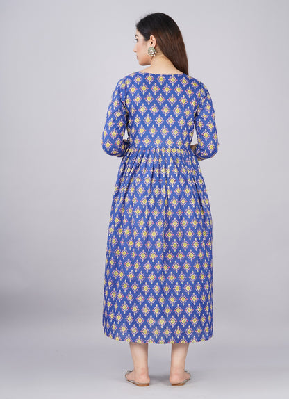 Indigo infasion Cotton printed  maternity and feeding kurti